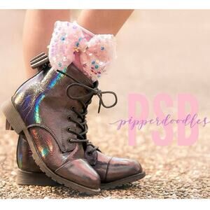 Girls Holographic Brown Pipperdoodles Combat Style Boots - 1